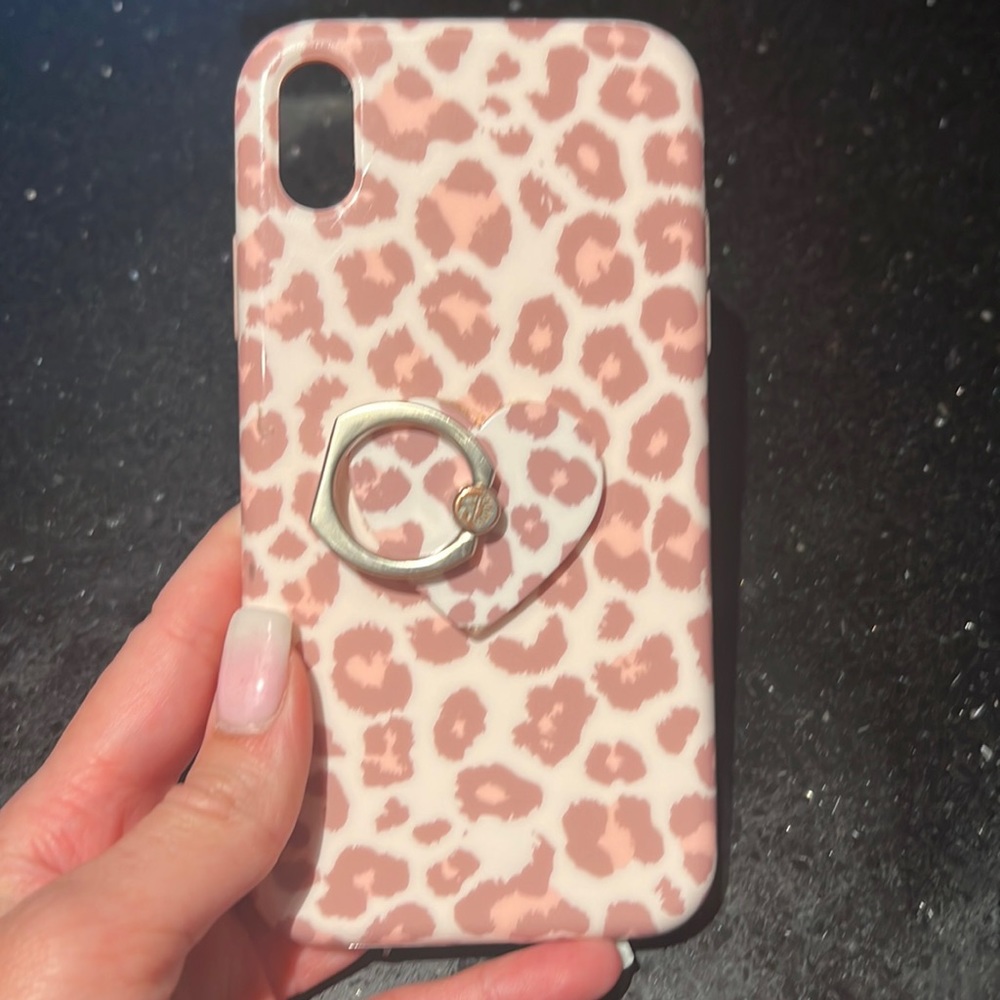 Velvet Caviar Blush Leopard iPhone XR phone case with key ring